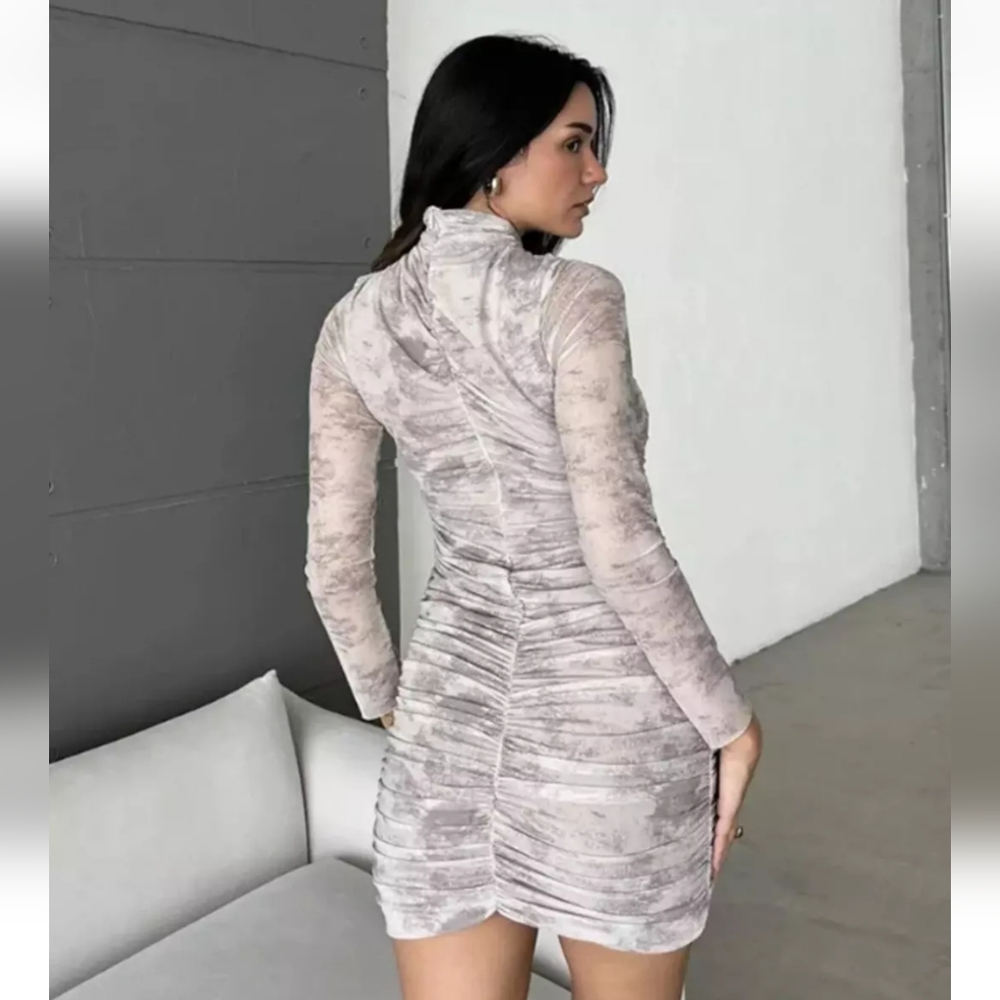 Zara Draped Long Sleeve Mini Dress, Size M - Picture 7 of 17